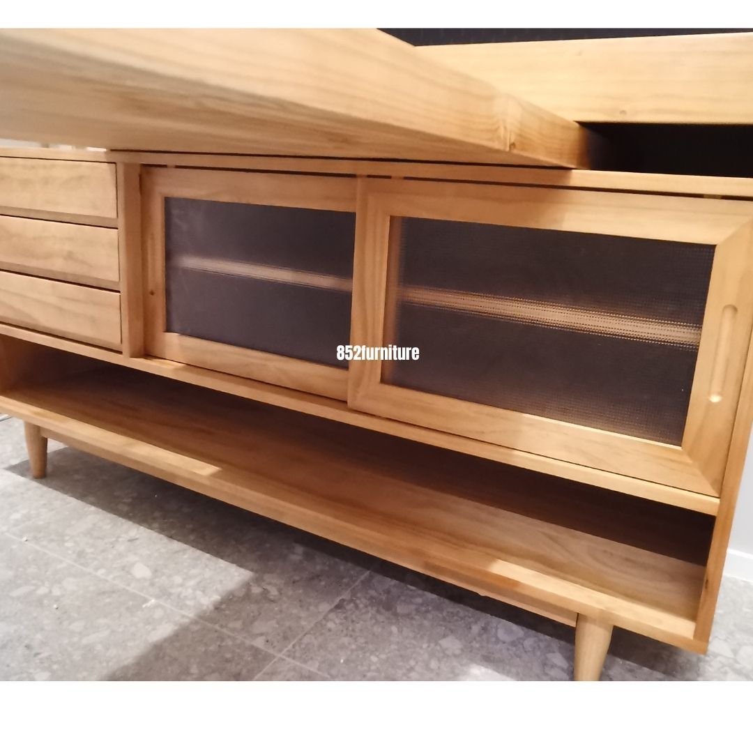 (包送貨安裝 | Delivery and Assembly Included) A566 內嵌旋轉餐桌日式餐邊櫃 (Built-in Rotatable Dining Table Sideboard)