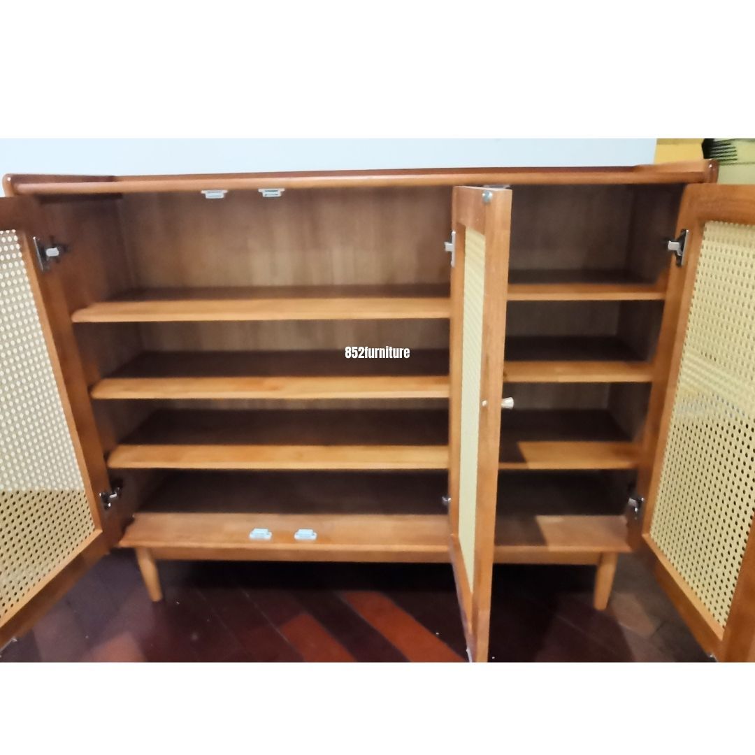 (包送貨安裝 | Delivery and Assembly Included) A194 日式藤織面躺門鞋櫃 (Rattan shoe cabinet)