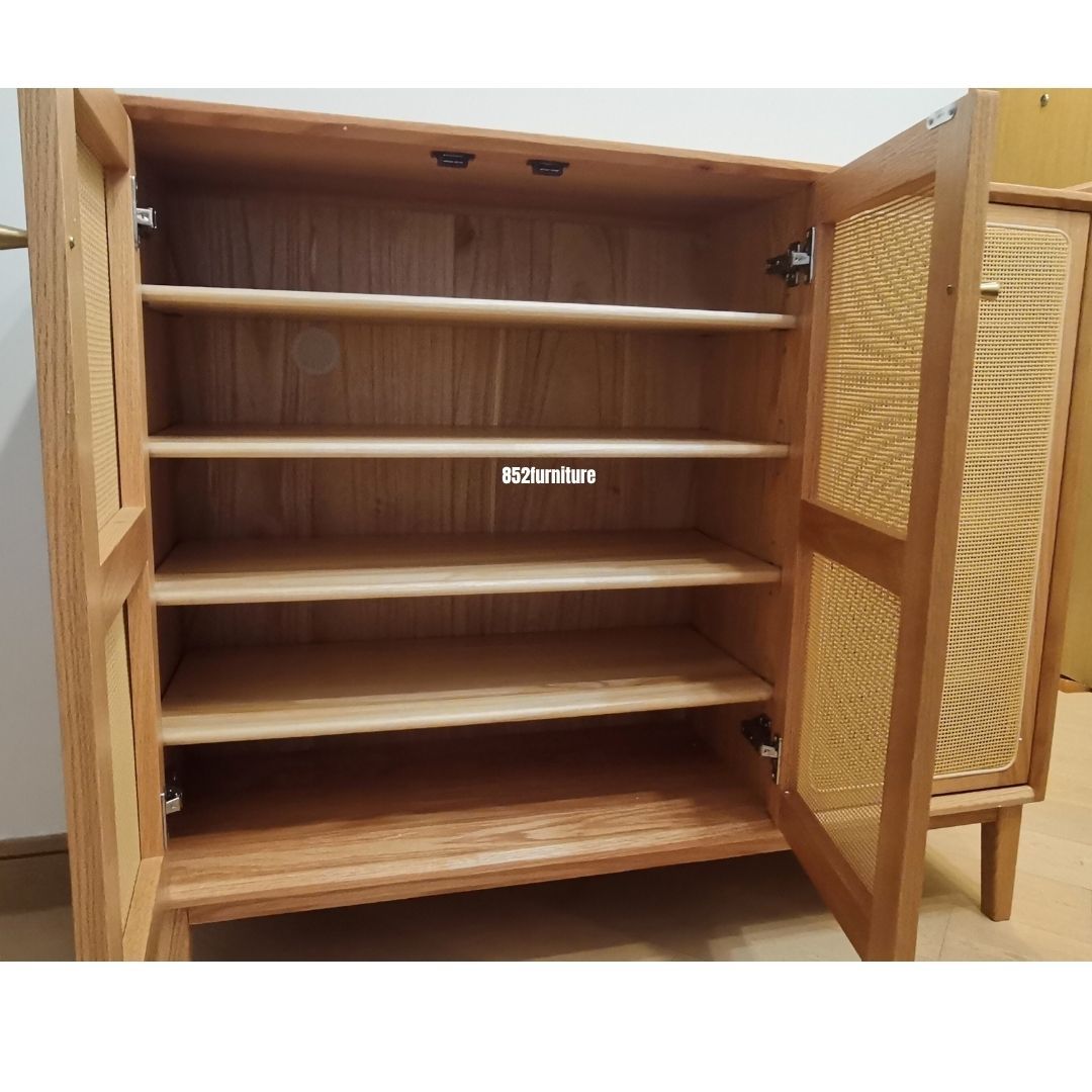 (包送貨安裝 | Delivery and Assembly Included) A138 日式藤織面三門鞋櫃 (rattan shoe cabinet)