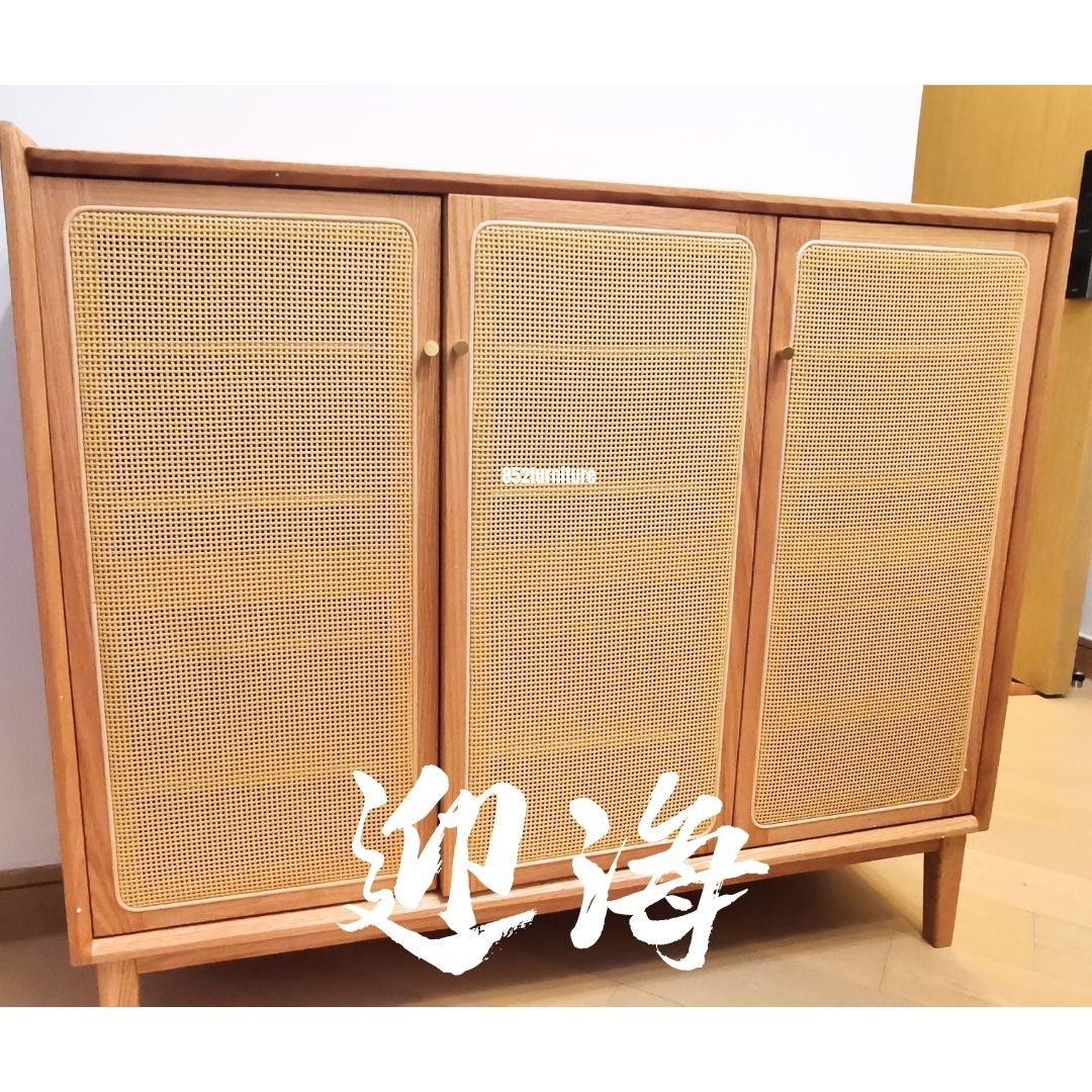 (包送貨安裝 | Delivery and Assembly Included) A138 日式藤織面三門鞋櫃 (rattan shoe cabinet)
