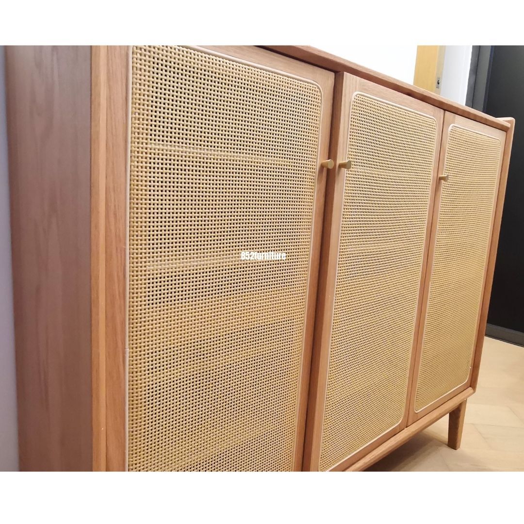(包送貨安裝 | Delivery and Assembly Included) A138 日式藤織面三門鞋櫃 (rattan shoe cabinet)