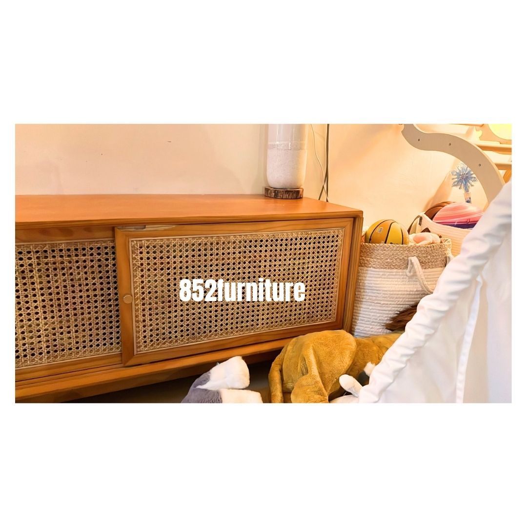 (包送貨安裝 | Delivery and Assembly Included)  A016 藤織面趟門電視櫃 (tv cabinet)