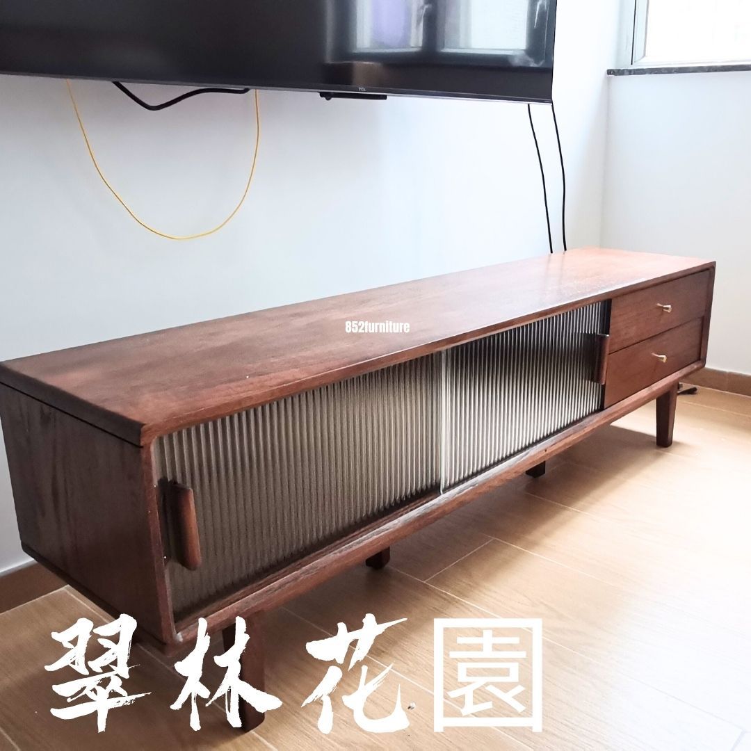 (包送貨安裝 | Delivery and Assembly Included) A002 日式長虹玻璃電視櫃 (tv cabinet)