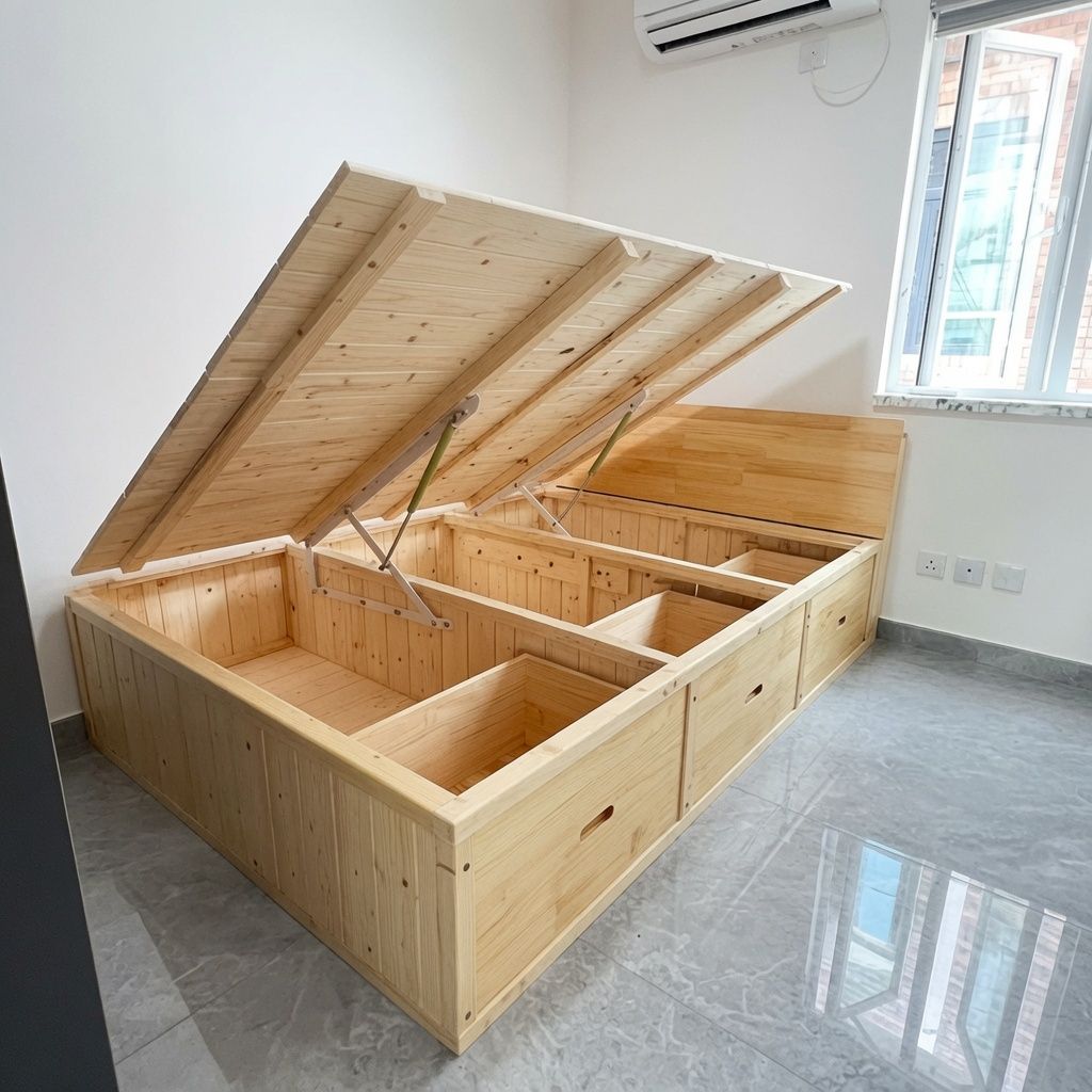 (包送貨安裝 | Delivery and Assembly Included) A542油壓實木大床 (hydraulic press bed frame)