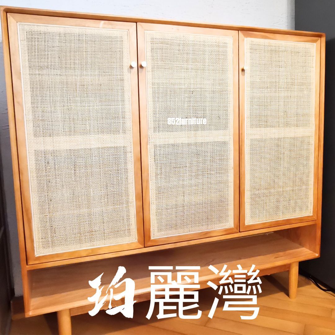 (包送貨安裝 | Delivery and Assembly Included)  A139 日式藤織面三門鞋櫃 (rattan shoe cabinet)