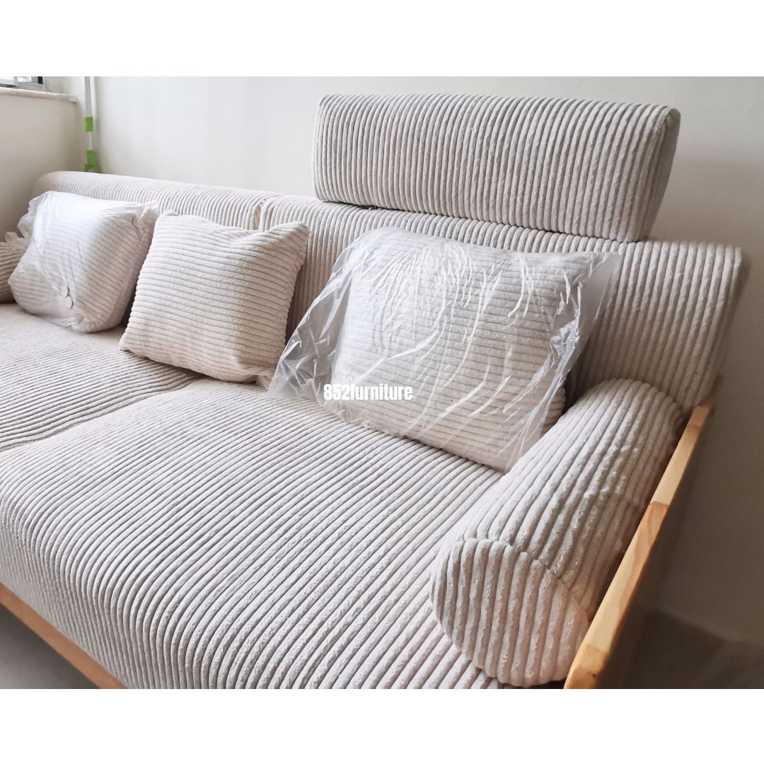 (包送貨安裝 | Delivery and Assembly Included) A263 日式木制布梳化(wooden fabric sofa)