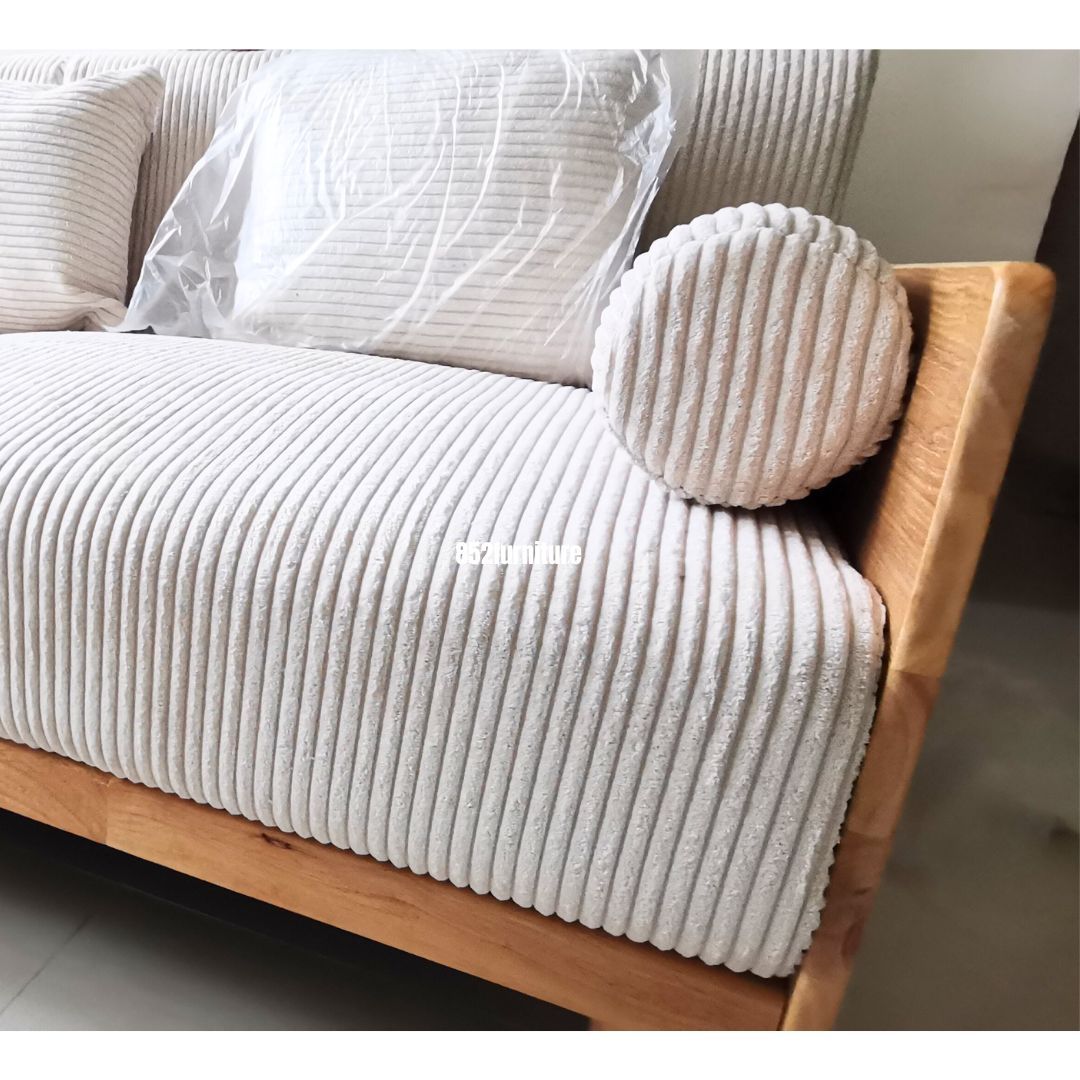 (包送貨安裝 | Delivery and Assembly Included) A263 日式木制布梳化(wooden fabric sofa)