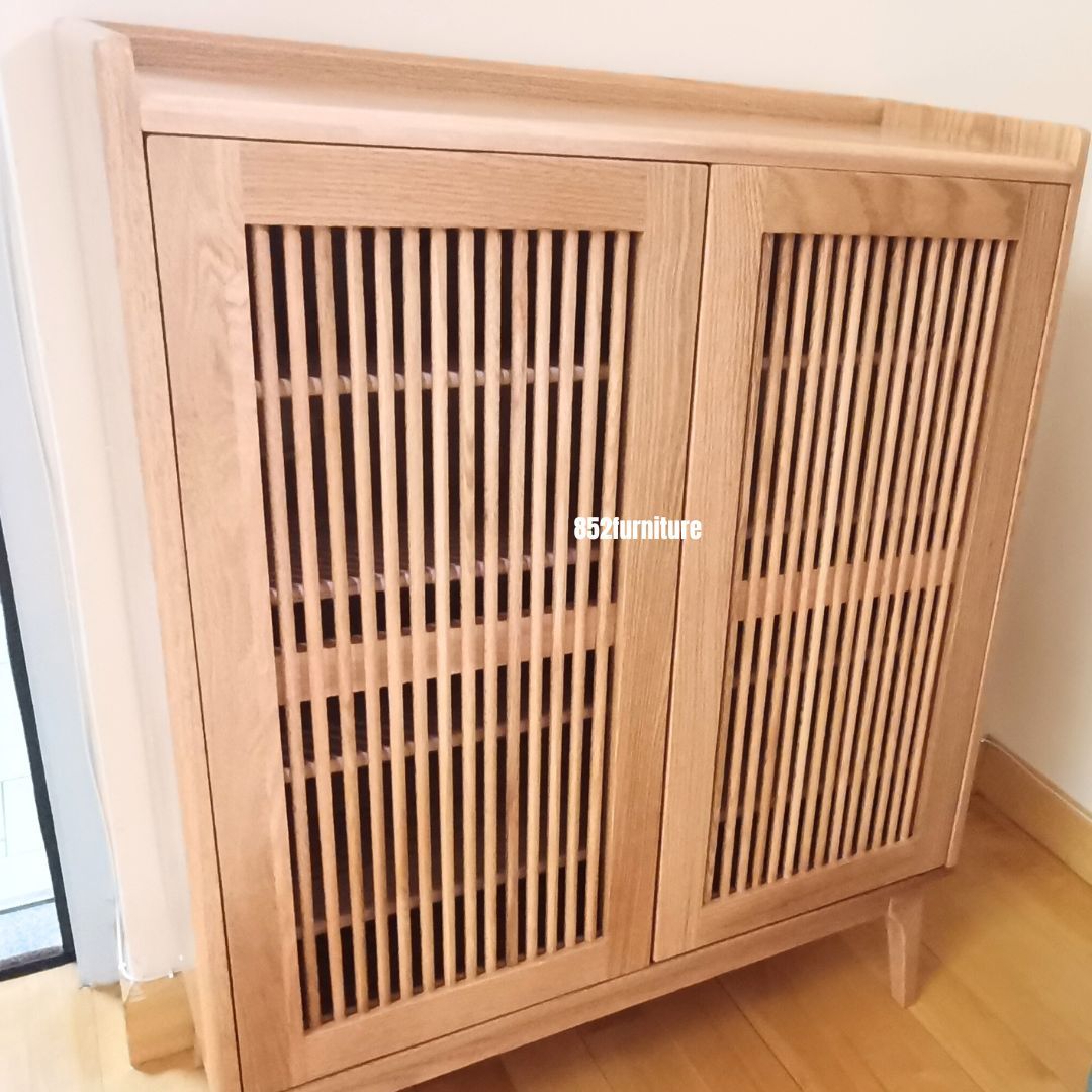 (包送貨安裝 | Delivery and Assembly Included) A355 日式橡木條子鞋櫃 (Oak shoe cabinet)