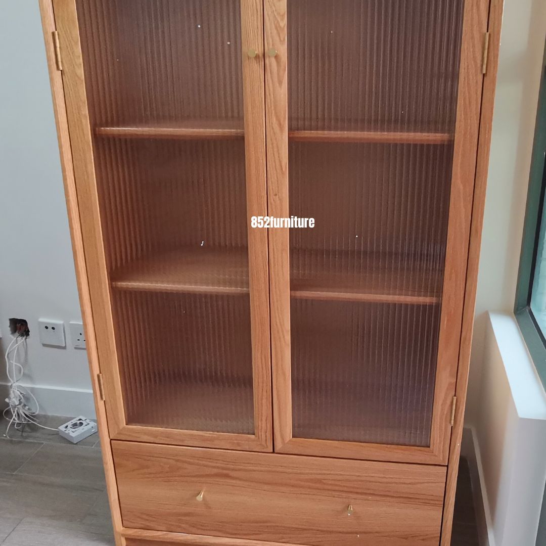 (包送貨安裝 | Delivery and Assembly Included) A294 長虹玻璃書櫃 (Reeded glass bookshelf)