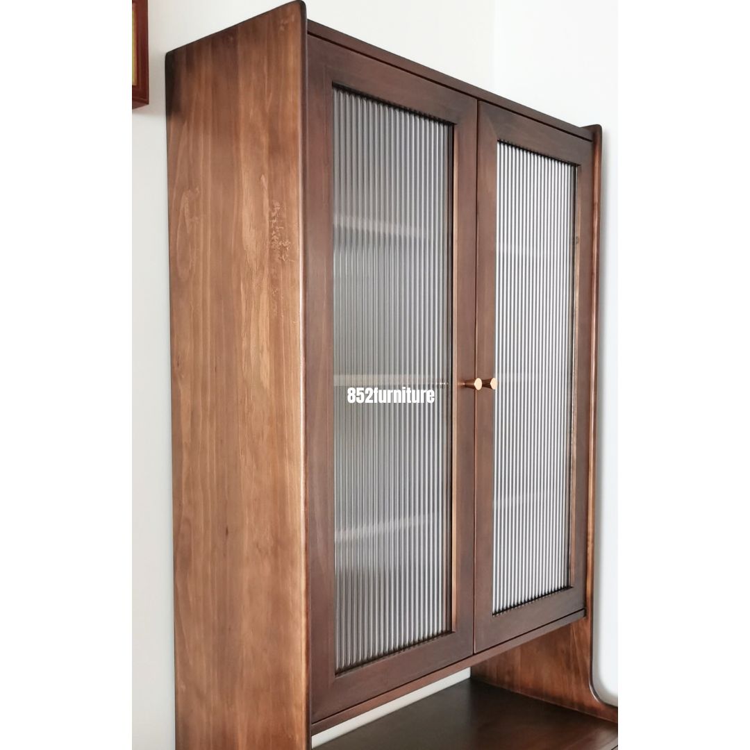 (包送貨安裝 | Delivery and Assembly Included)  A305日式長虹玻璃書櫃 (Reeded glass bookcase)