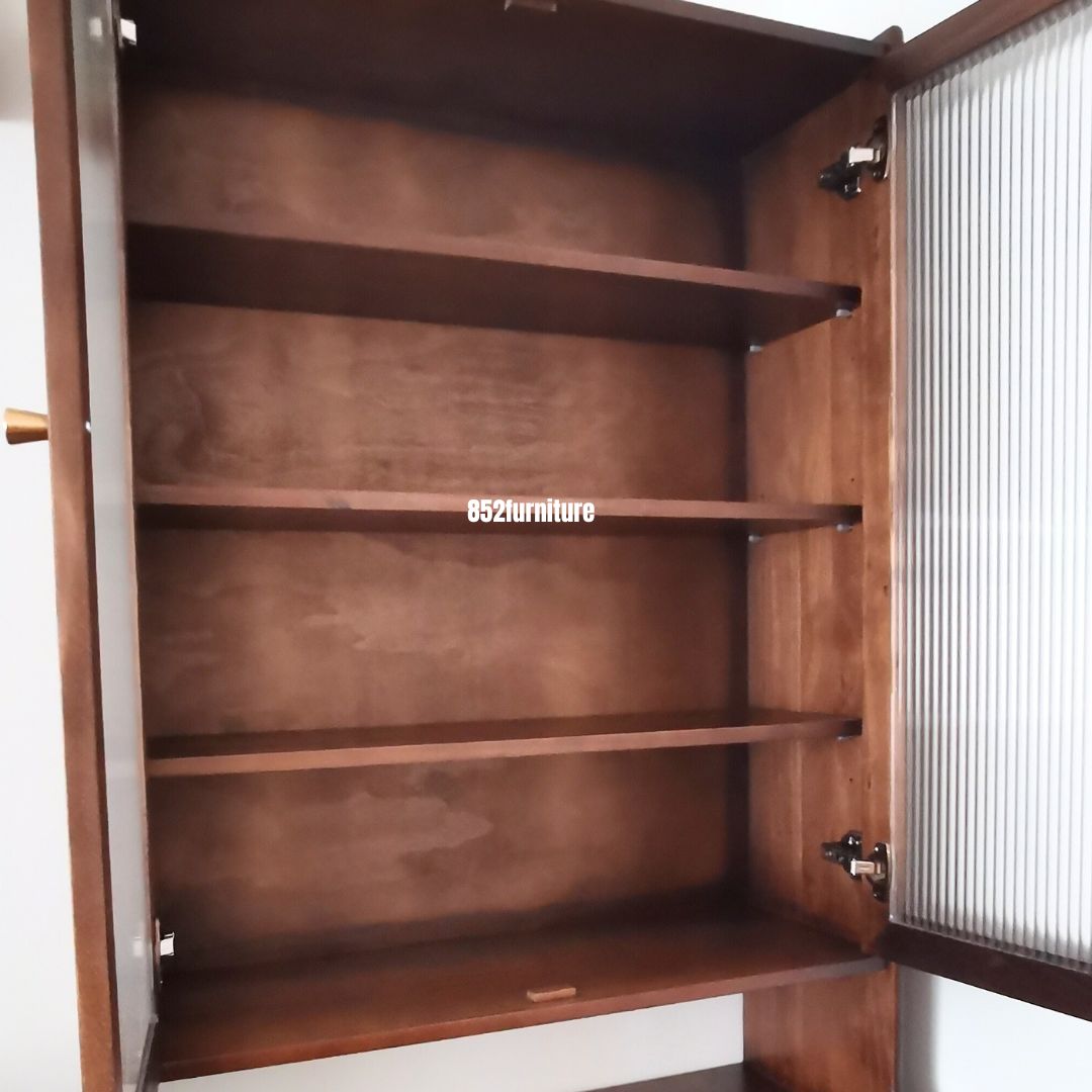 (包送貨安裝 | Delivery and Assembly Included)  A305日式長虹玻璃書櫃 (Reeded glass bookcase)