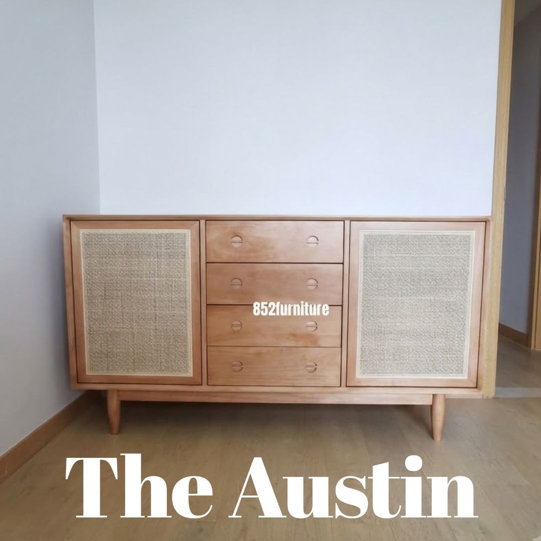 (包送貨安裝 | Delivery and Assembly Included) A006 日式藤織躺門餐邊櫃 (rattan dining sideboard)