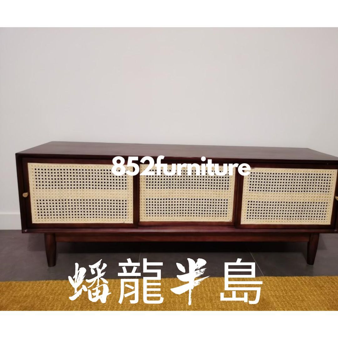 (包送貨安裝 | Delivery and Assembly Included)  A016 藤織面趟門電視櫃 (tv cabinet)