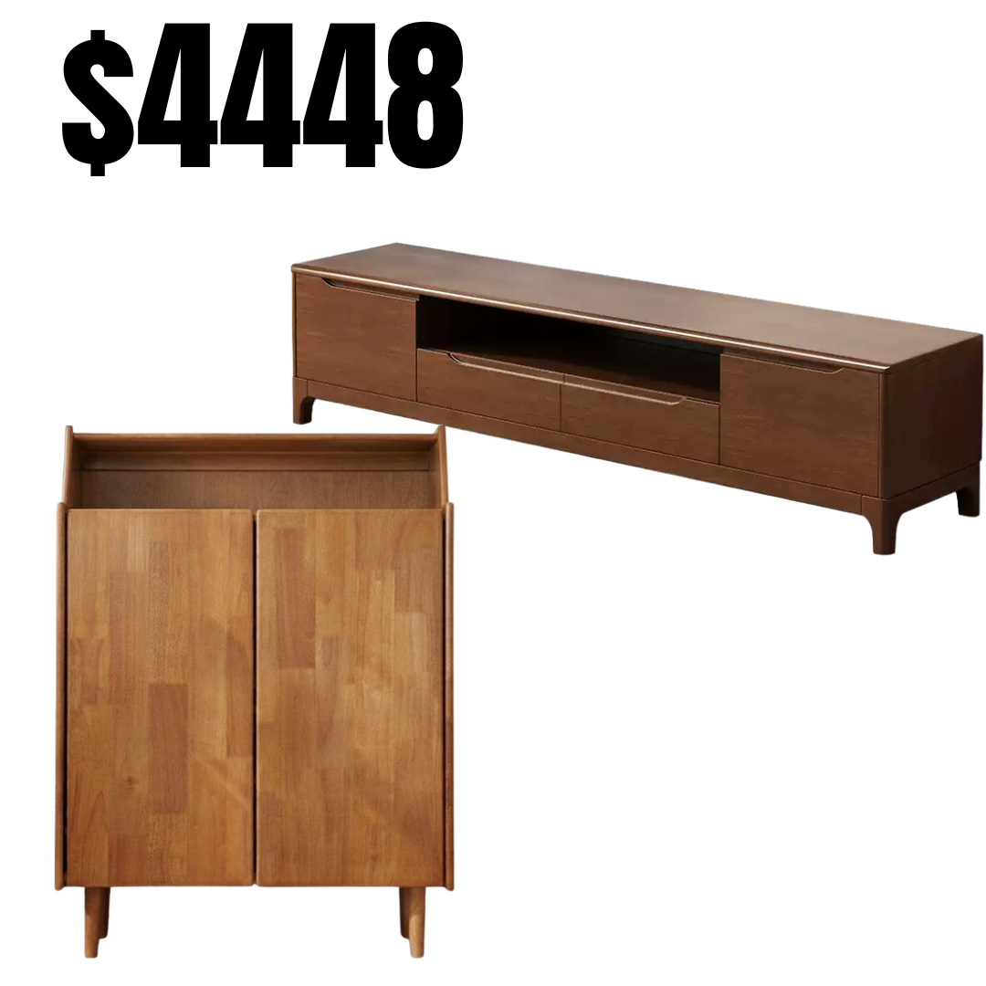 A082 橡木電視櫃 (Oak tv cabinet)+ A601橡膠木日式鞋櫃(Wooden shoe cabinet)