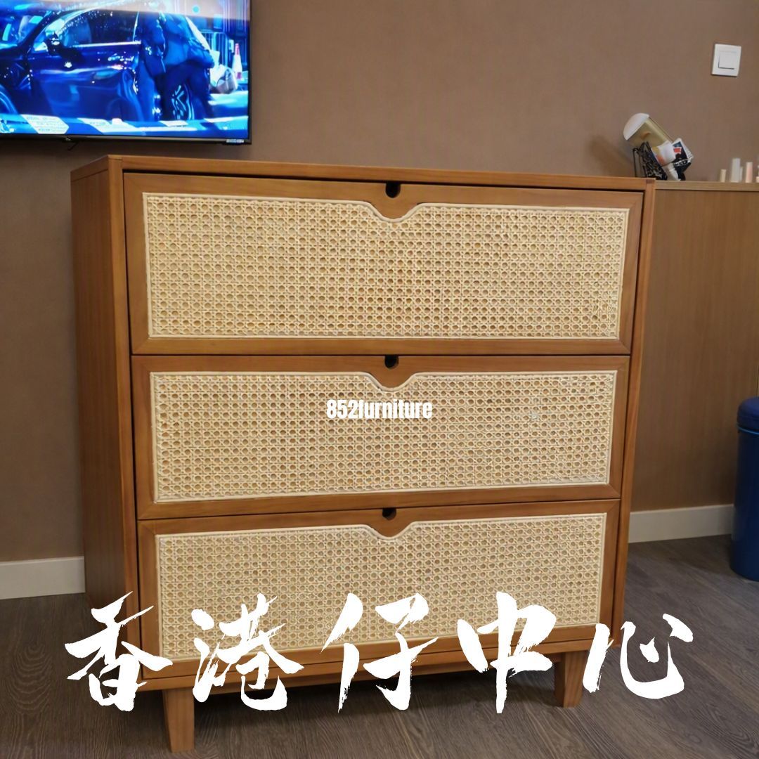 (包送貨安裝 | Delivery and Assembly Included)  A047 日式藤織面五斗櫃 (Rattan chest of drawers)