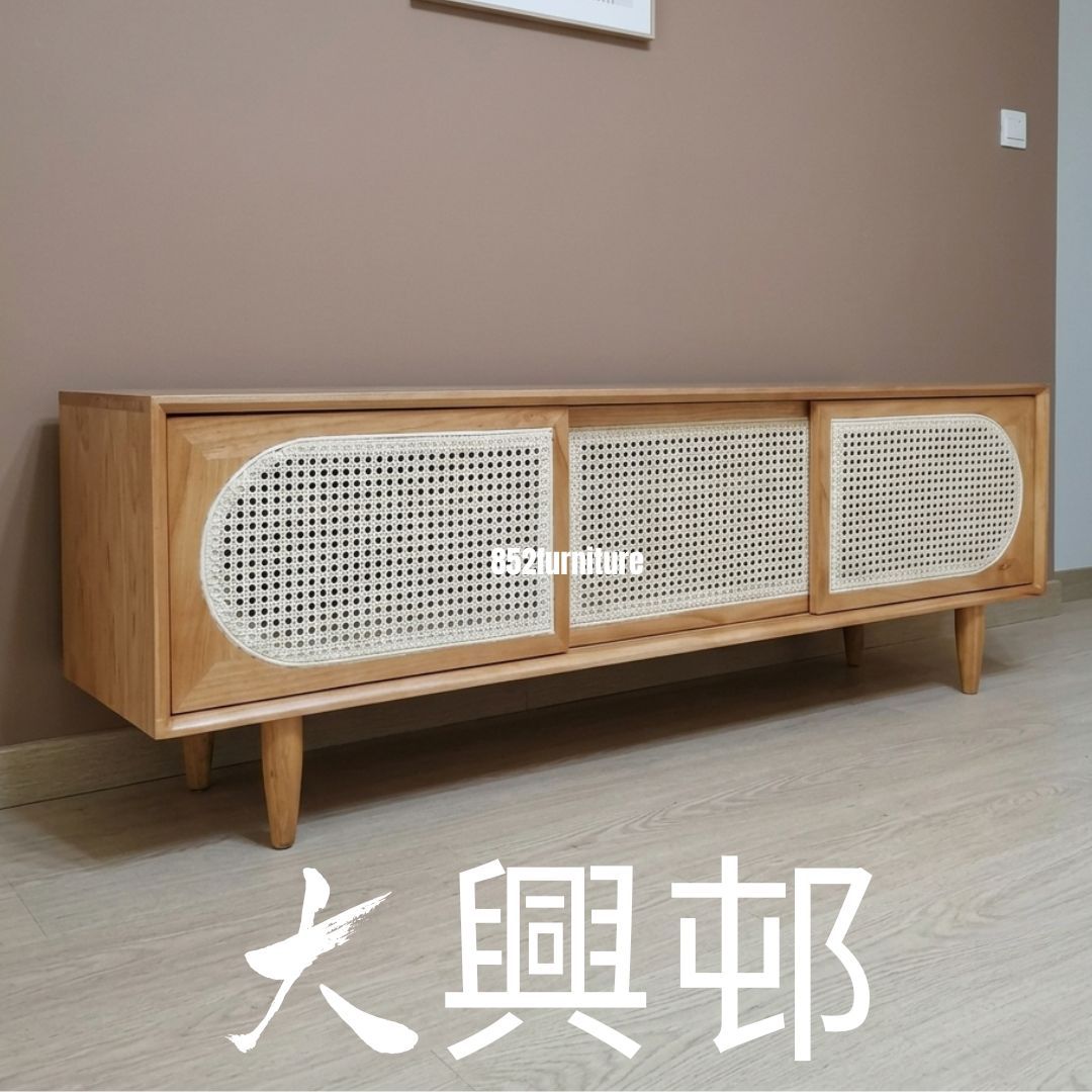 (包送貨安裝 | Delivery and Assembly Included) A039日式复古藤面電視櫃 (tv cabinet)