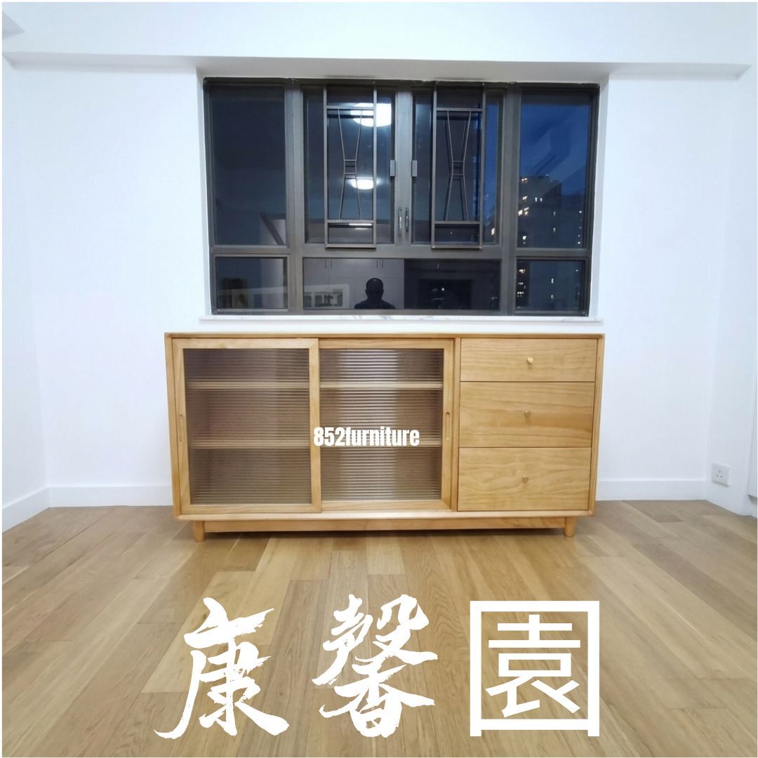 (包送貨安裝 | Delivery and Assembly Included) A099松木玻璃餐邊櫃 (dining sideboard)