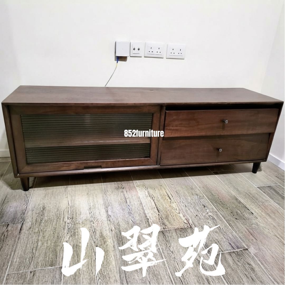 (包送貨安裝 | Delivery and Assembly Included) A092日式玻璃電視櫃(Wooden Tv Cabinet)