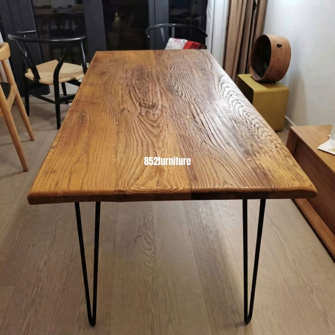 (包送貨安裝 | Delivery and Assembly Included) A115 老榆木實木餐桌 (elm dining table)