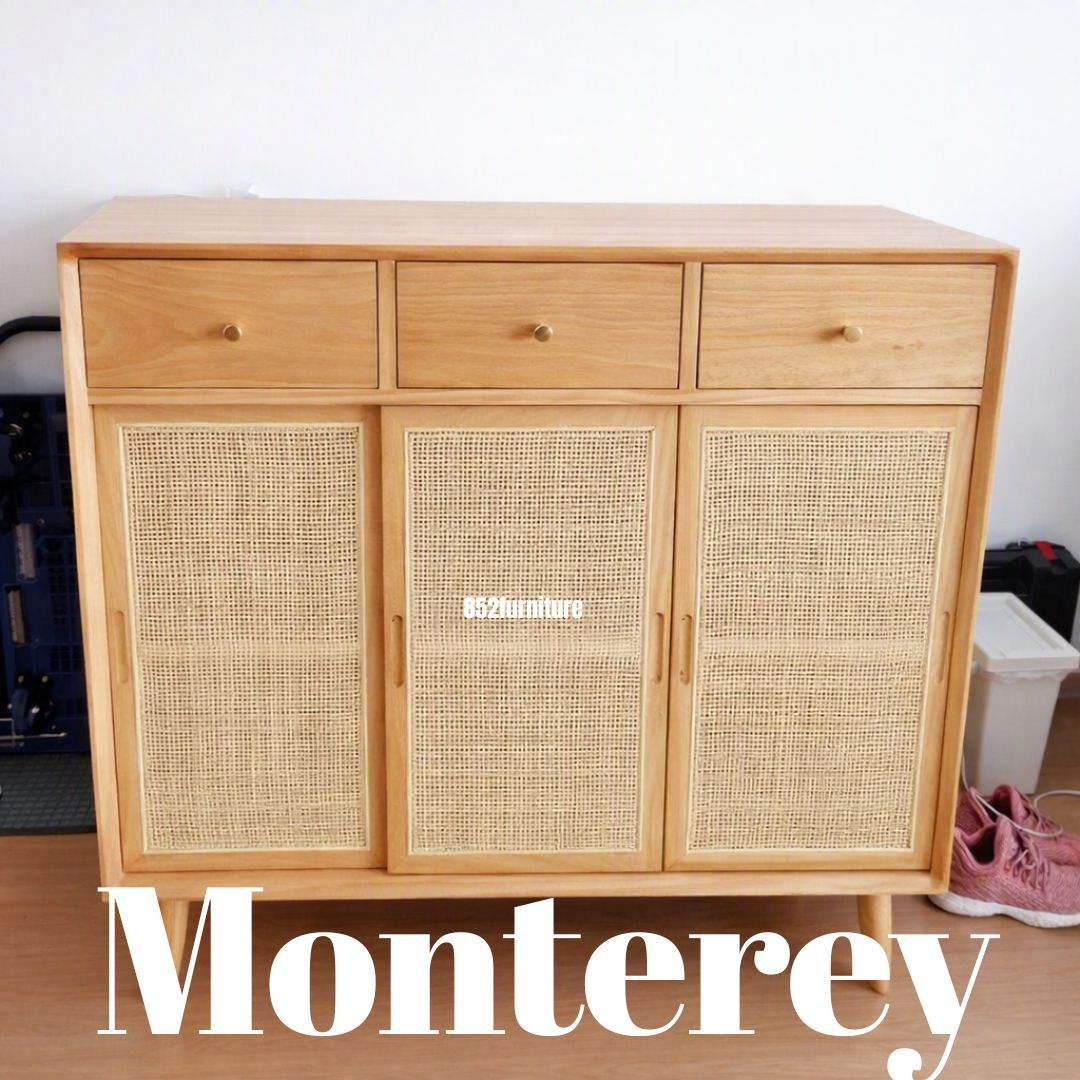 (包送貨安裝 | Delivery and Assembly Included) A126日式藤織面躺門鞋櫃 (rattan sliding doors shoe cabinet)