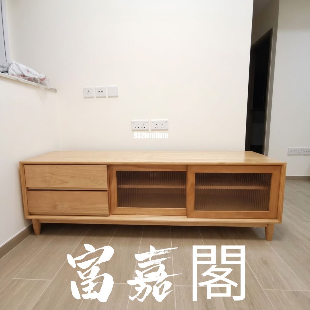 (包送貨安裝 | Delivery and Assembly Included) A137日式海棠玻璃電視櫃 (tv cabinet)