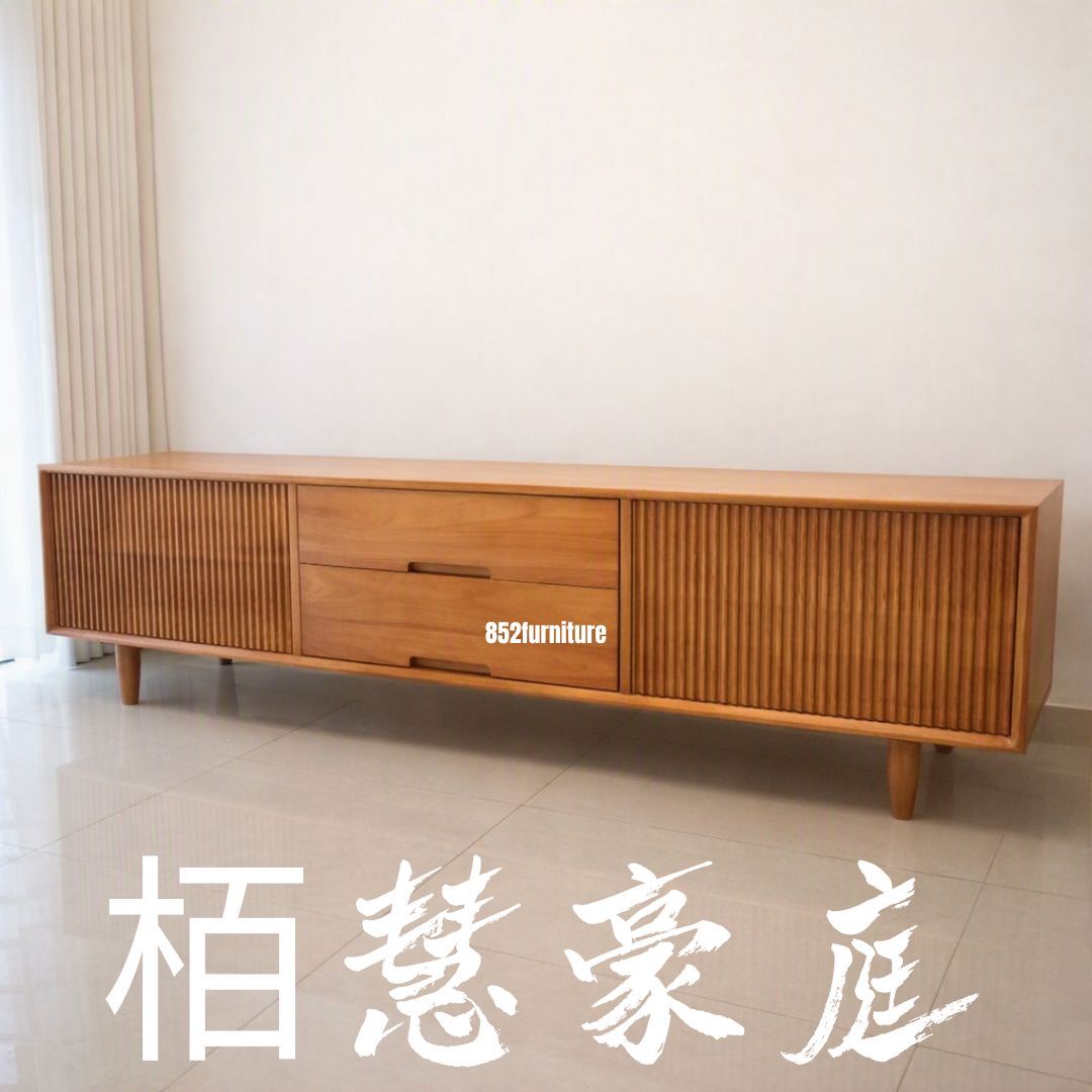 (包送貨安裝 | Delivery and Assembly Included) A218實木趟門電視櫃 (solid wood tv cabinet)