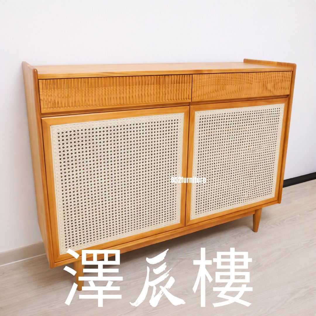 (包送貨安裝 | Delivery and Assembly Included)  A225 日式藤面簡約鞋櫃 (Rattan shoe cabinet)