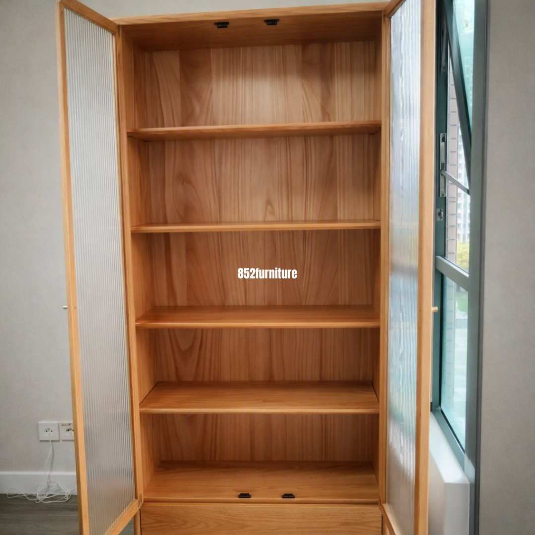 (包送貨安裝 | Delivery and Assembly Included) A294 長虹玻璃書櫃 (Reeded glass bookshelf)
