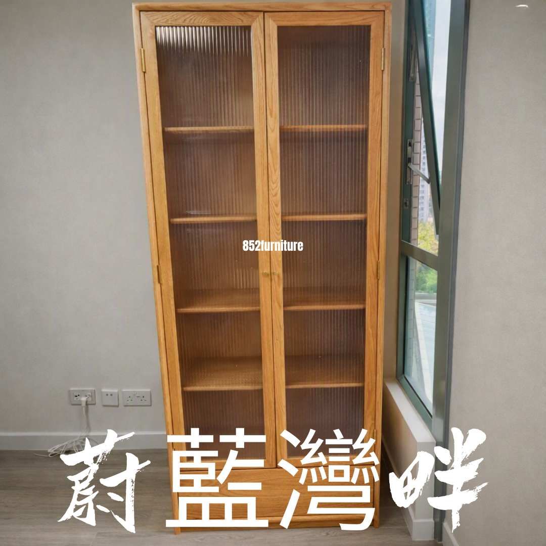 (包送貨安裝 | Delivery and Assembly Included) A294 長虹玻璃書櫃 (Reeded glass bookshelf)