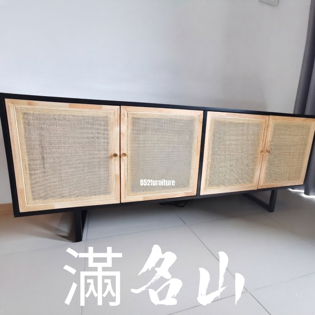 (包送貨安裝 | Delivery and Assembly Included) A301日式藤面餐邊櫃 (Rattan Sideboard)