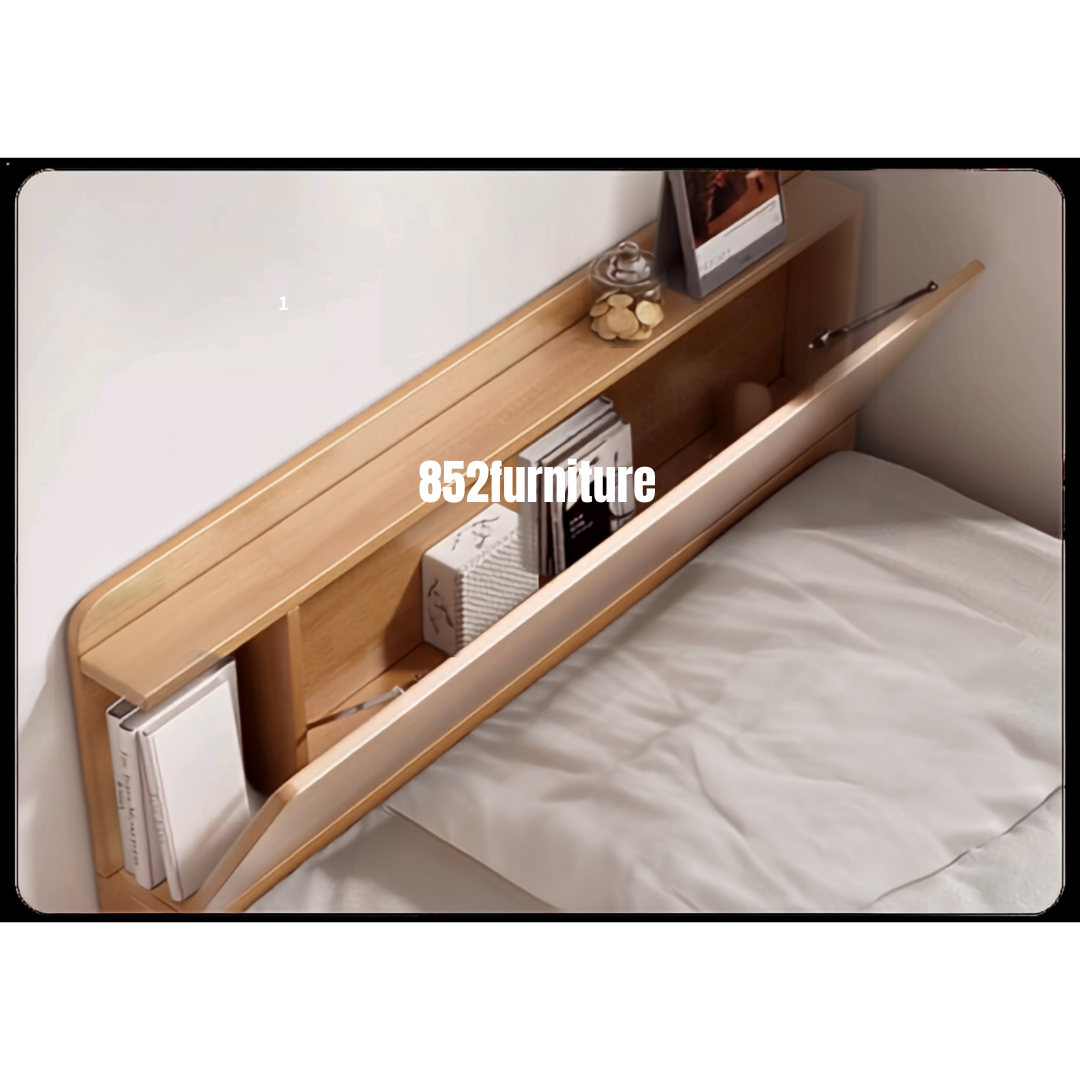 (包送貨安裝 | Delivery and Assembly Included) A635 儲物木制大床(Wooden bed frame)