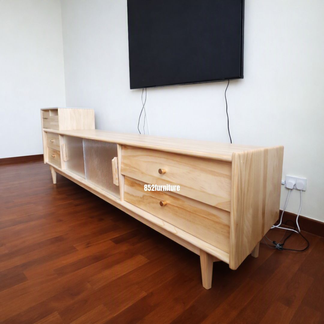 (包送貨安裝 | Delivery and Assembly Included)  A360 日式玻璃電視櫃 (japanese style tv cabinet)