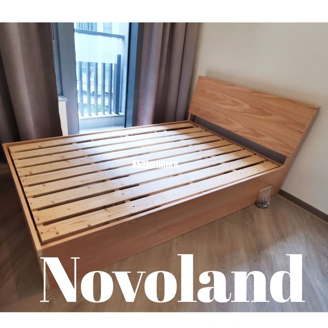 (包送貨安裝 | Delivery and Assembly Included) A455油壓木制大床 (hydraulic press bed frame)