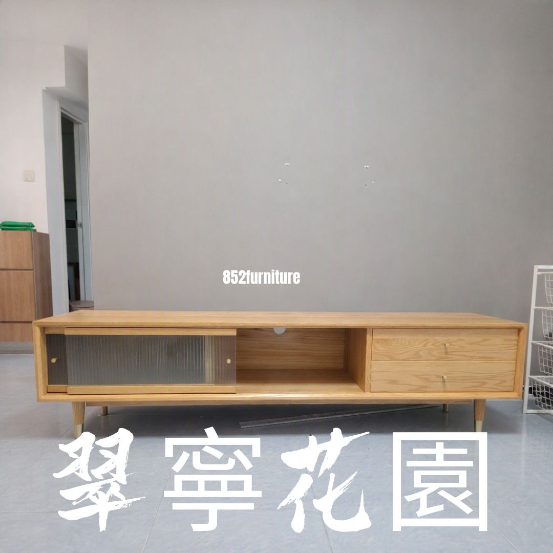 (包送貨安裝 | Delivery and Assembly Included)  A514 日式玻璃電視櫃 (tv cabinet)
