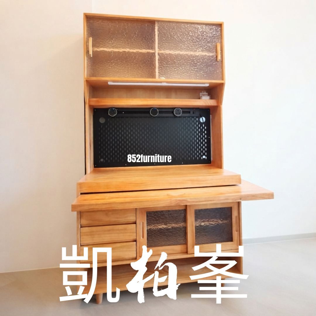 (包送貨安裝 | Delivery and Assembly Included) A566 內嵌旋轉餐桌日式餐邊櫃 (Built-in Rotatable Dining Table Sideboard)