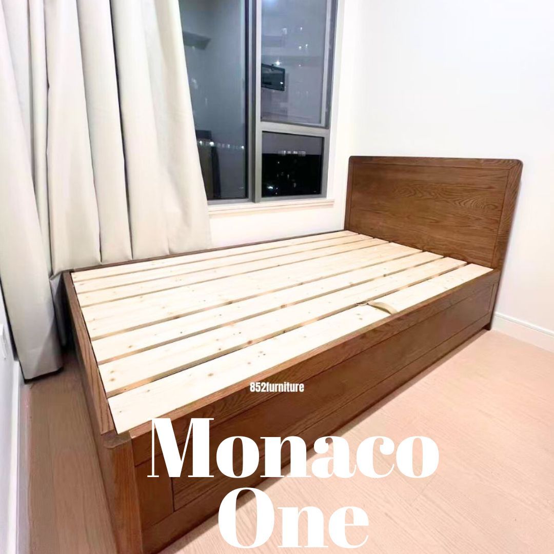 (包送貨安裝 | Delivery and Assembly Included) A548油壓白蠟木大床 (hydraulic press bed frame)