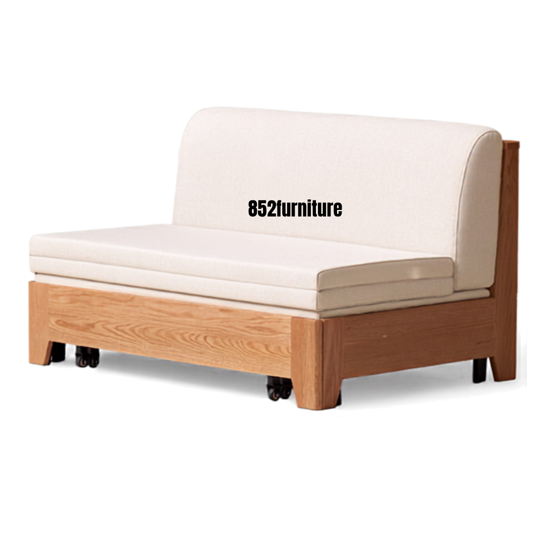 (包送貨安裝 | Delivery and Assembly Included) A634日式布藝梳化床 (Wooden fabric sofa bed)