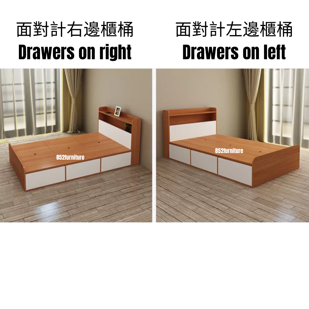 (包送貨安裝 | Delivery and Assembly Included) A637 木制櫃筒大床 (Wooden cabinet-style bed)