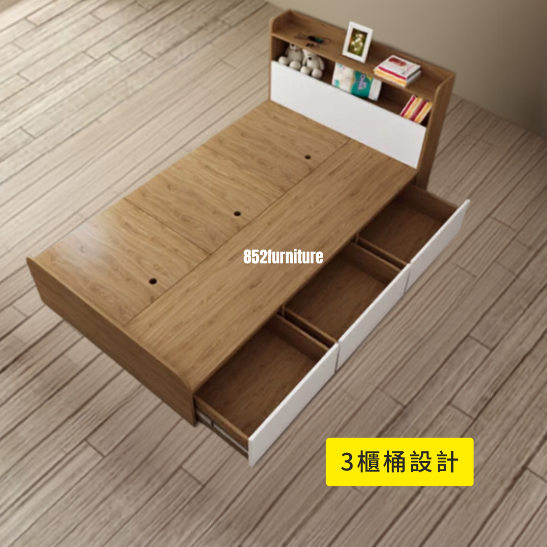 (包送貨安裝 | Delivery and Assembly Included) A637 木制櫃筒大床 (Wooden cabinet-style bed)