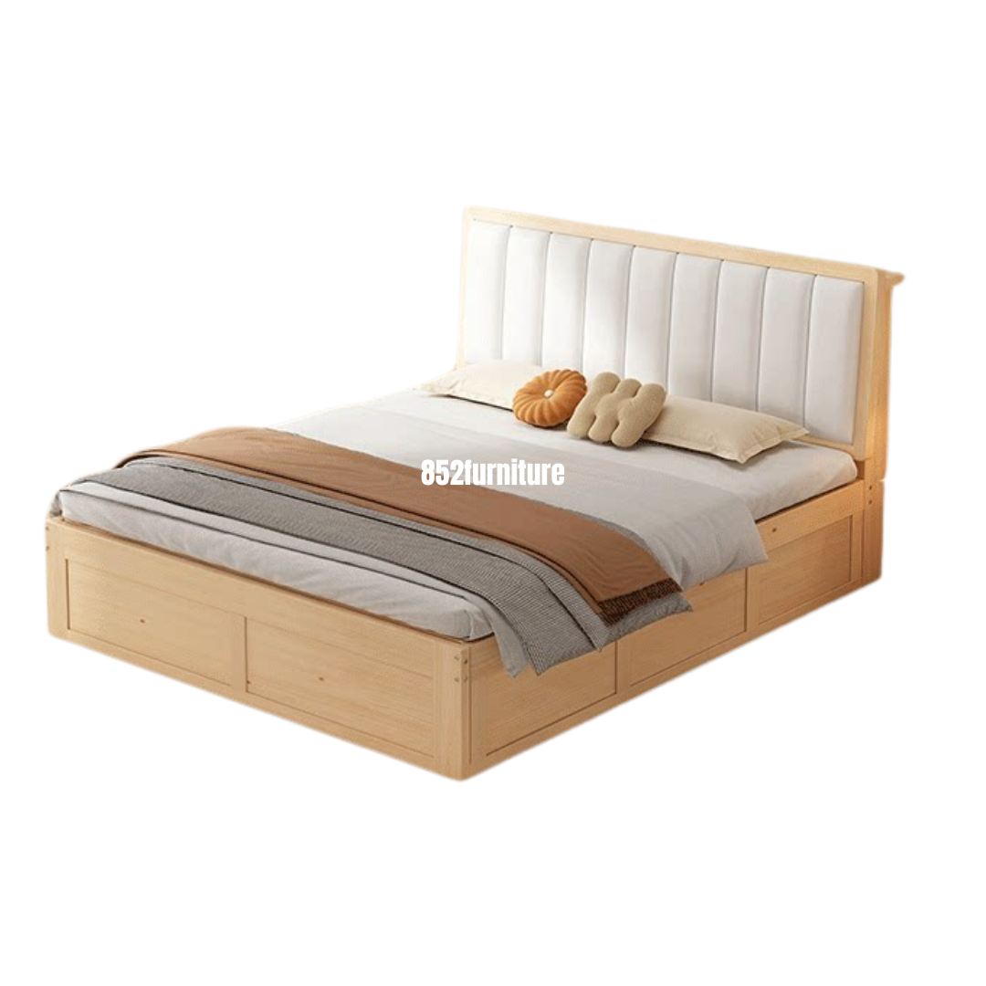 (包送貨安裝 | Delivery and Assembly Included) A637 木制櫃筒大床 (Wooden cabinet style bed)