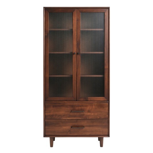 (包送貨安裝 | Delivery and Assembly Included)  A020 日式長虹玻璃書櫃 (Reeded Glass Bookshelf)