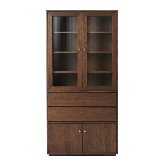 (包送貨安裝 | Delivery and Assembly Included) A072日式玻璃書櫃 (Reeded Glass Bookshelf)