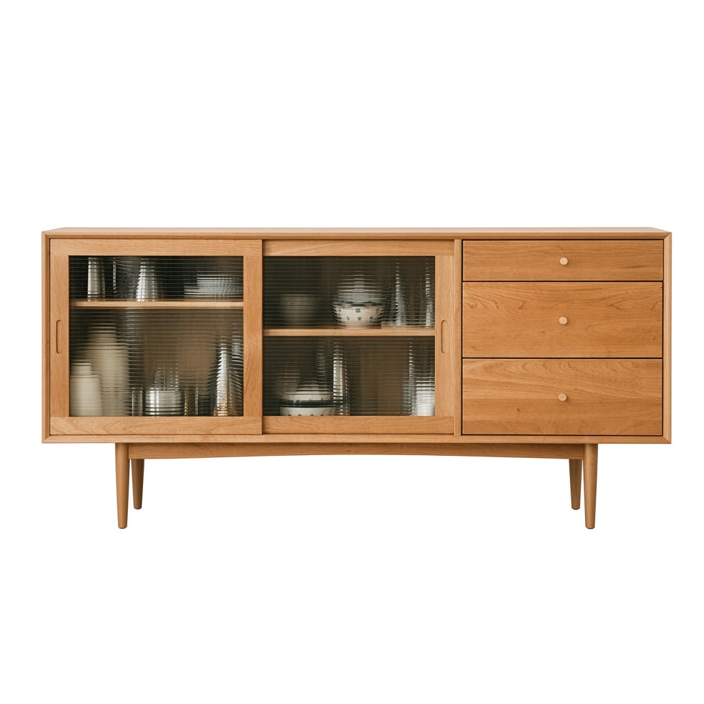(包送貨安裝 | Delivery and Assembly Included) A099松木玻璃餐邊櫃 (dining sideboard)