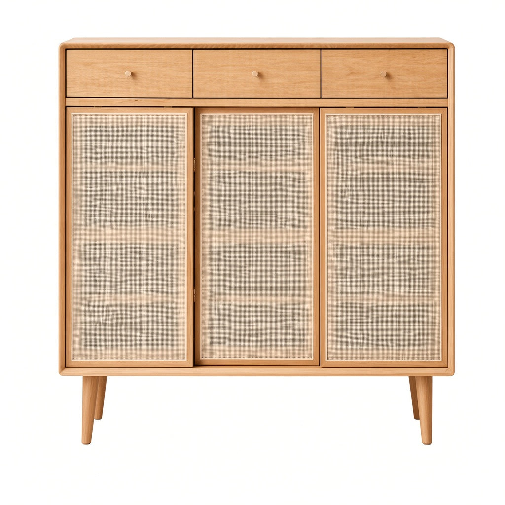 (包送貨安裝 | Delivery and Assembly Included) A126日式藤織面躺門鞋櫃 (rattan sliding doors shoe cabinet)