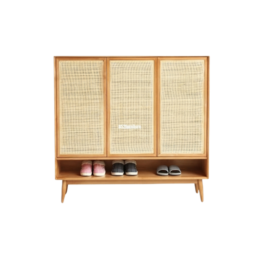(包送貨安裝 | Delivery and Assembly Included)  A139 日式藤織面三門鞋櫃 (rattan shoe cabinet)