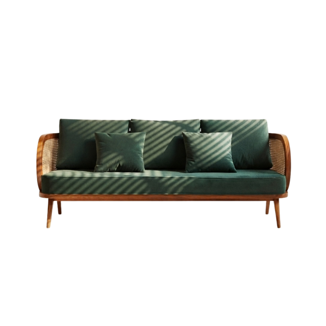 (包送貨安裝 | Delivery and Assembly Included) A262 日式藤面布梳化(Solid wood fabric sofa)