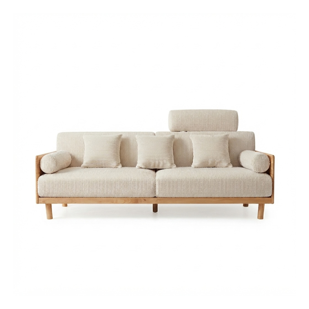 (包送貨安裝 | Delivery and Assembly Included) A263 日式木制布梳化(wooden fabric sofa)