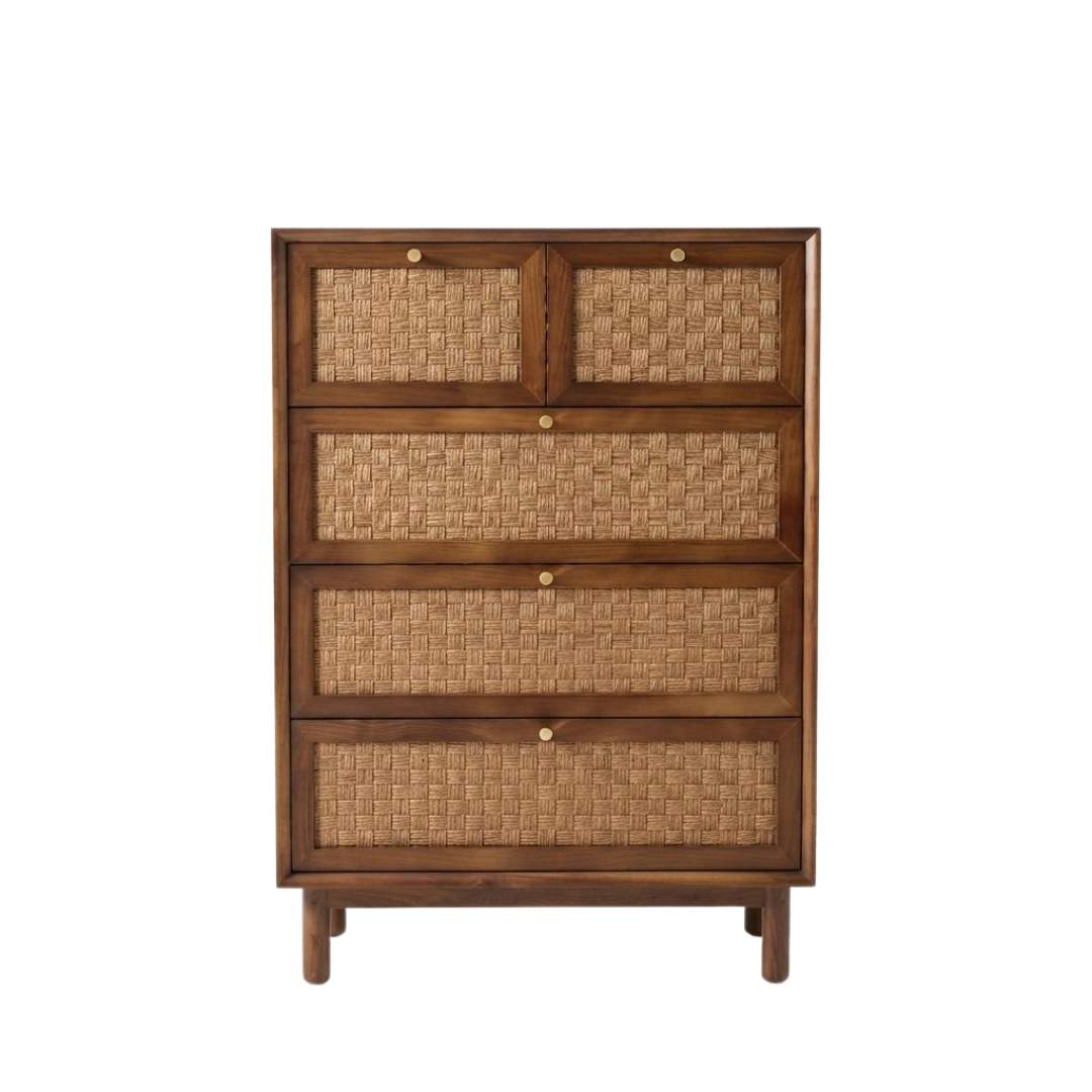 (包送貨安裝 | Delivery and Assembly Included) A275 實木藤面斗櫃 (Rattan chest of drawers)
