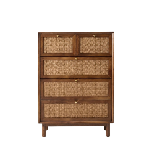 (包送貨安裝 | Delivery and Assembly Included) A275 實木藤面斗櫃 (Rattan chest of drawers)