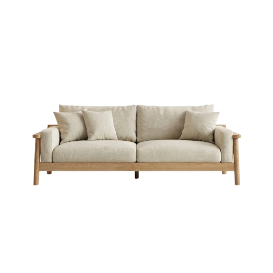 (包送貨安裝 | Delivery and Assembly Included) A388 原木布藝梳化 (Wooden fabric sofa)